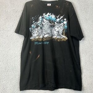Vintage Mono Village USA Wolves Nature Graphic Men's XL Single Stitch 90s
